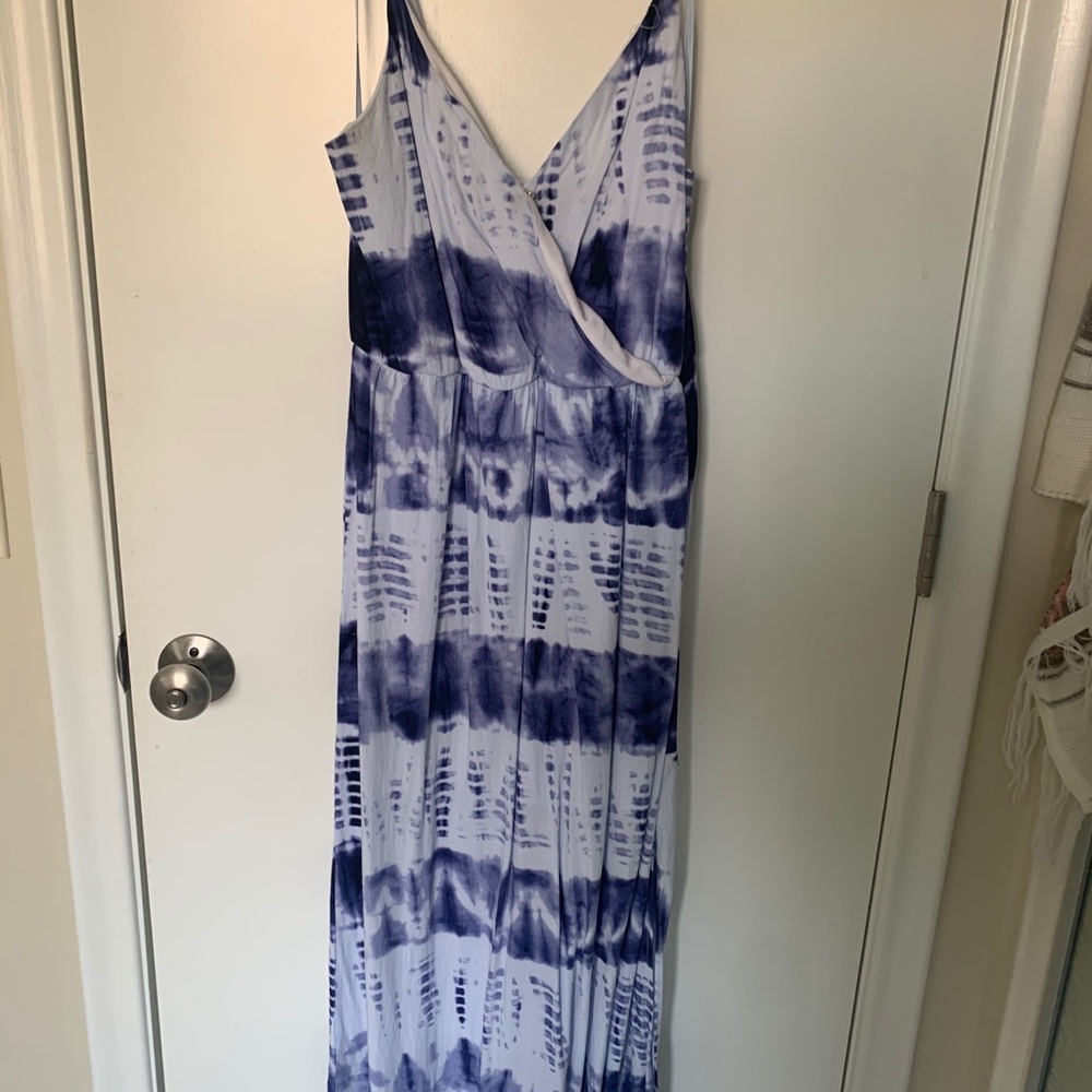 Blue tie dyed maxi dress